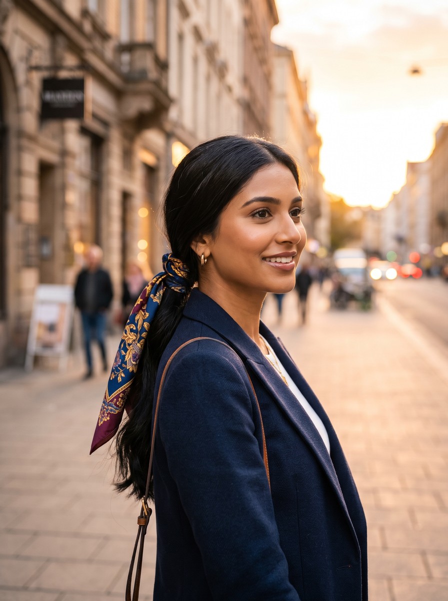 Silk-Scarf Low Ponytail for Errands and the Office