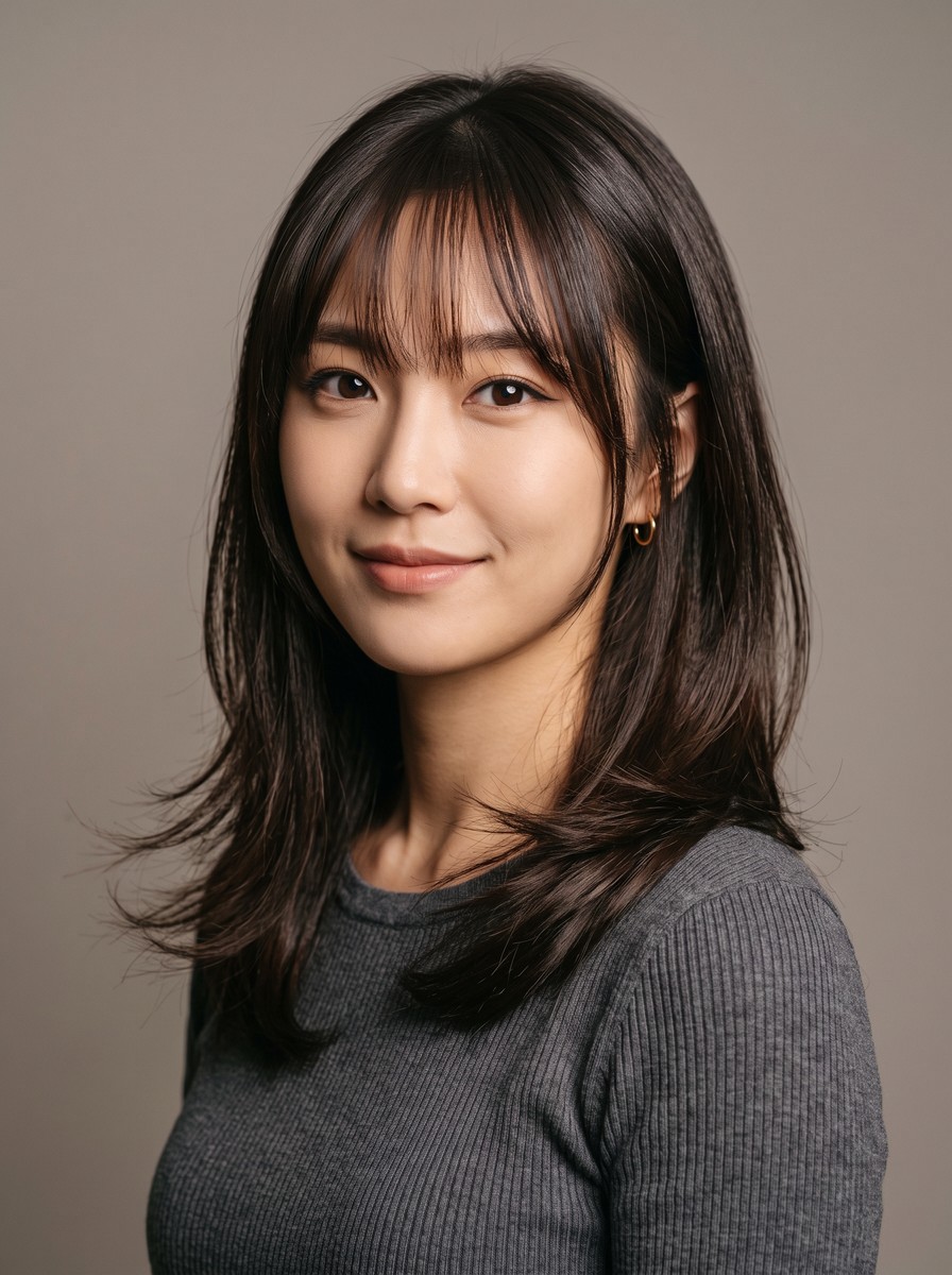 Classic Collarbone Hush Cut With See-Through Bangs