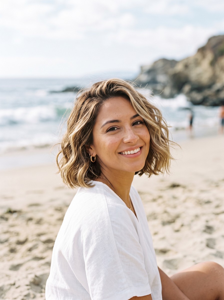 Sea-Salt Wavy Italian Bob