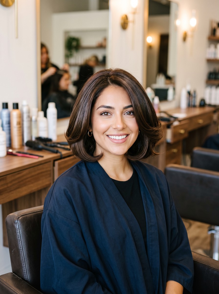 Round-Brush Blowout Italian Bob