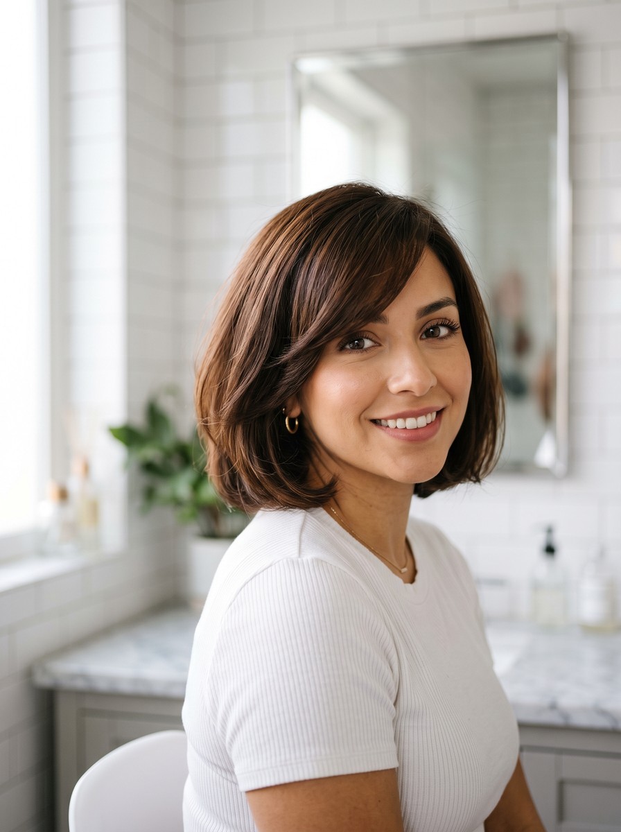 Side-Swept Fringe Italian Bob