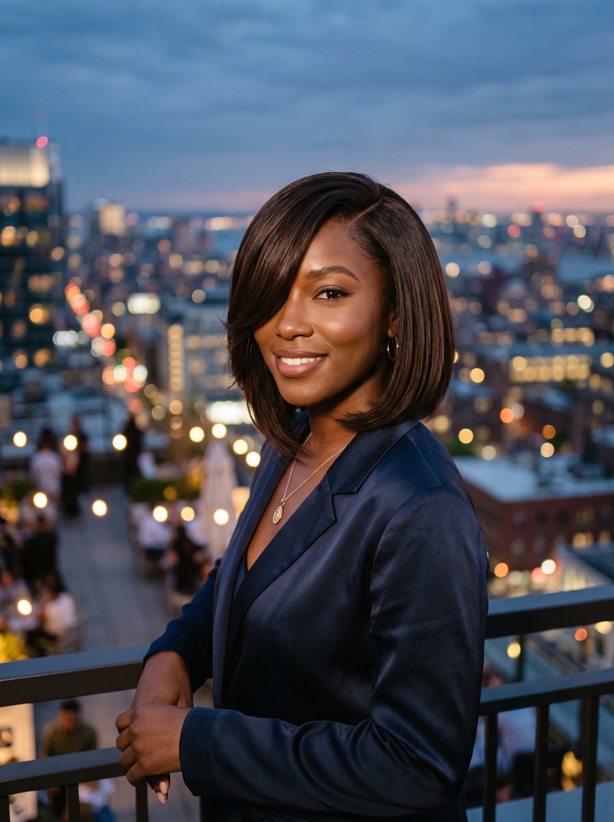 Deep Side-Part Layered Bob