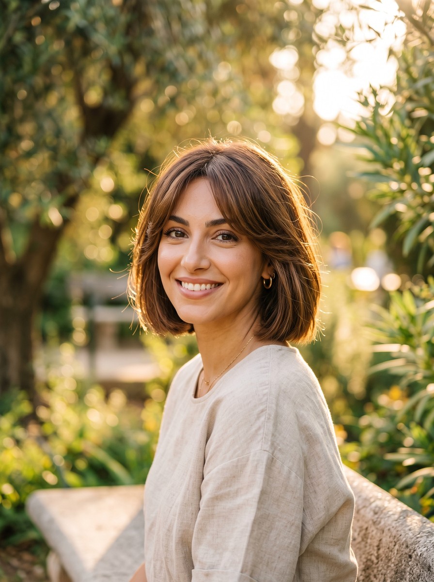 Curtain-Bang Layered Bob