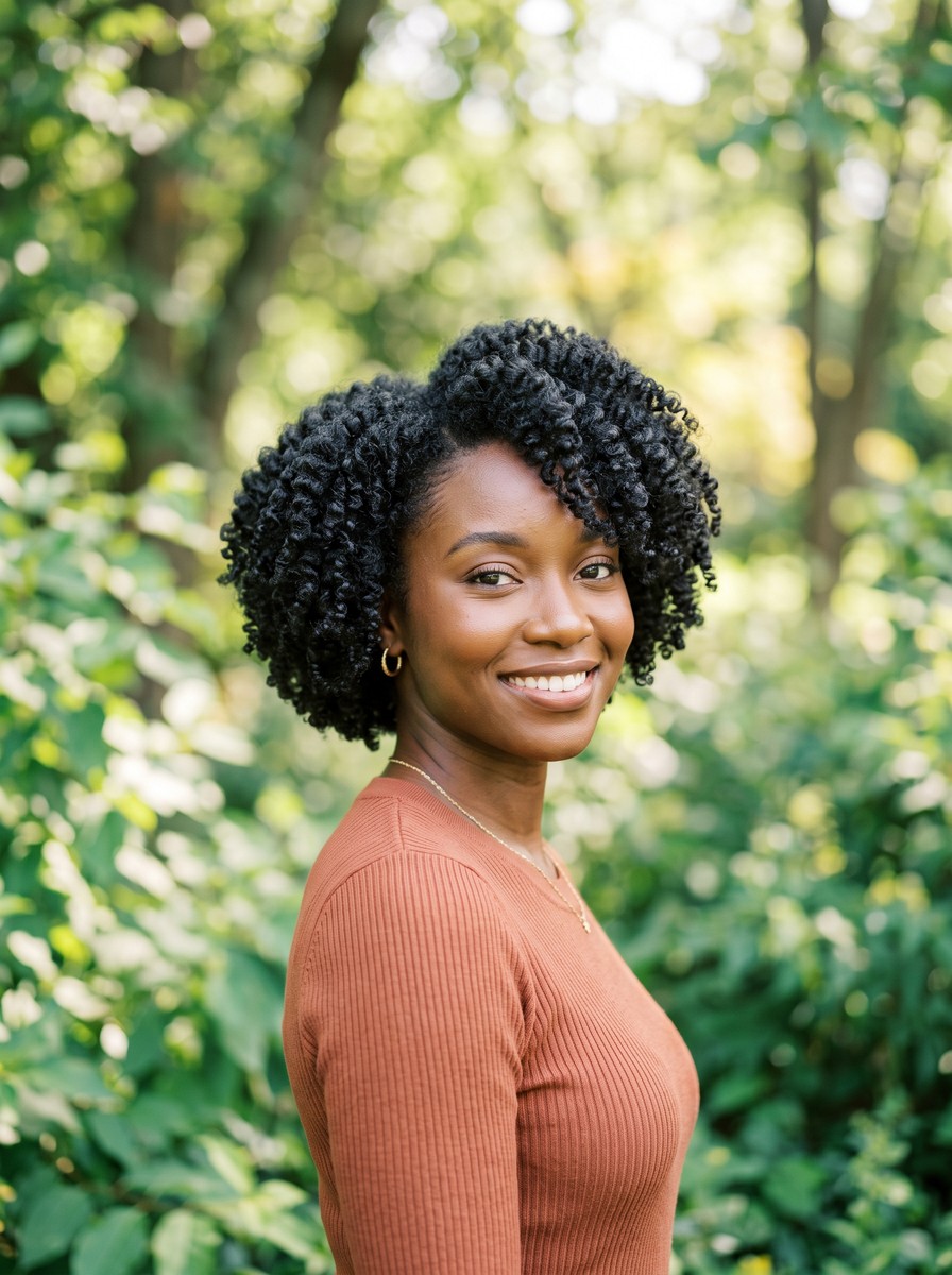 Coily Tapered Layered Bob