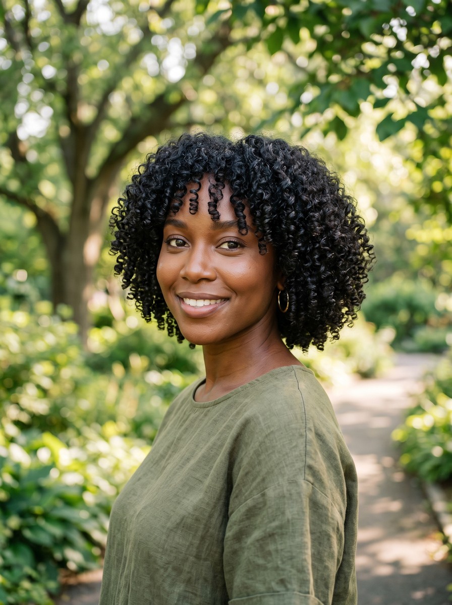Rounded Curly Bob with Jaw-Level Fullness