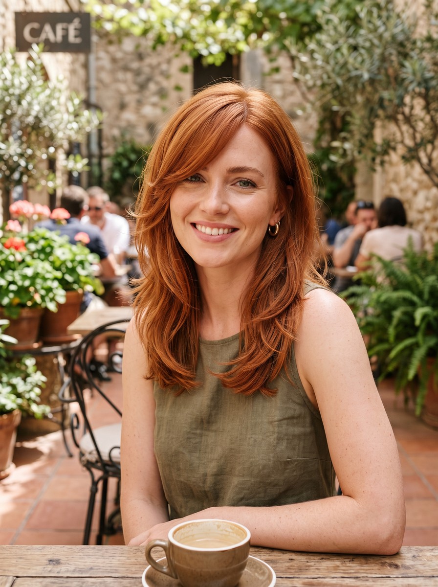 Side-Swept Bangs with Cheekbone Layers