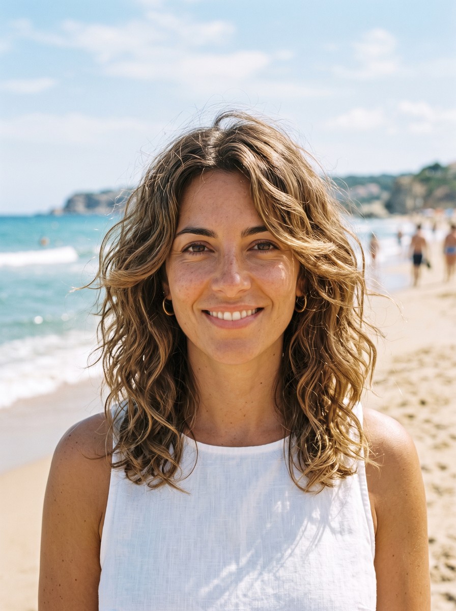 Wavy Mid-Length Shag with Cheekbone Flicks