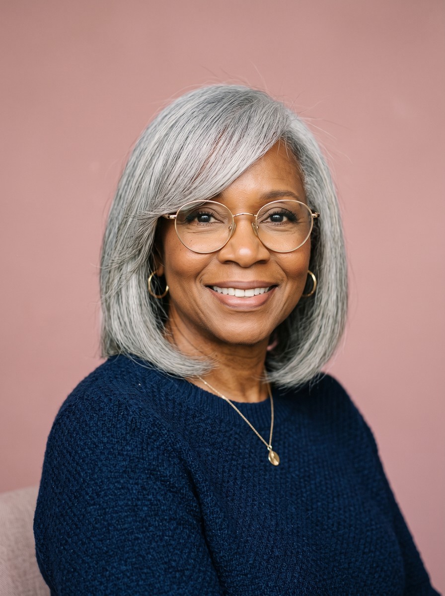 Side-Swept Fringe Lob for Glasses