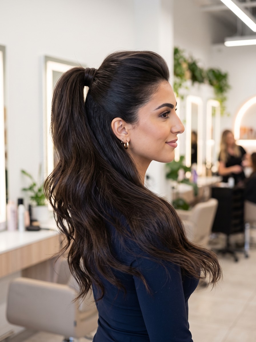 Spiral-Tie High Ponytail