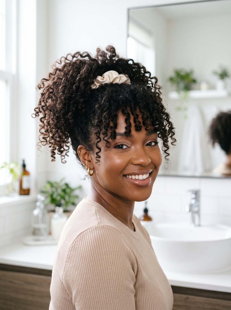 Loose Curly Pineapple Ponytail