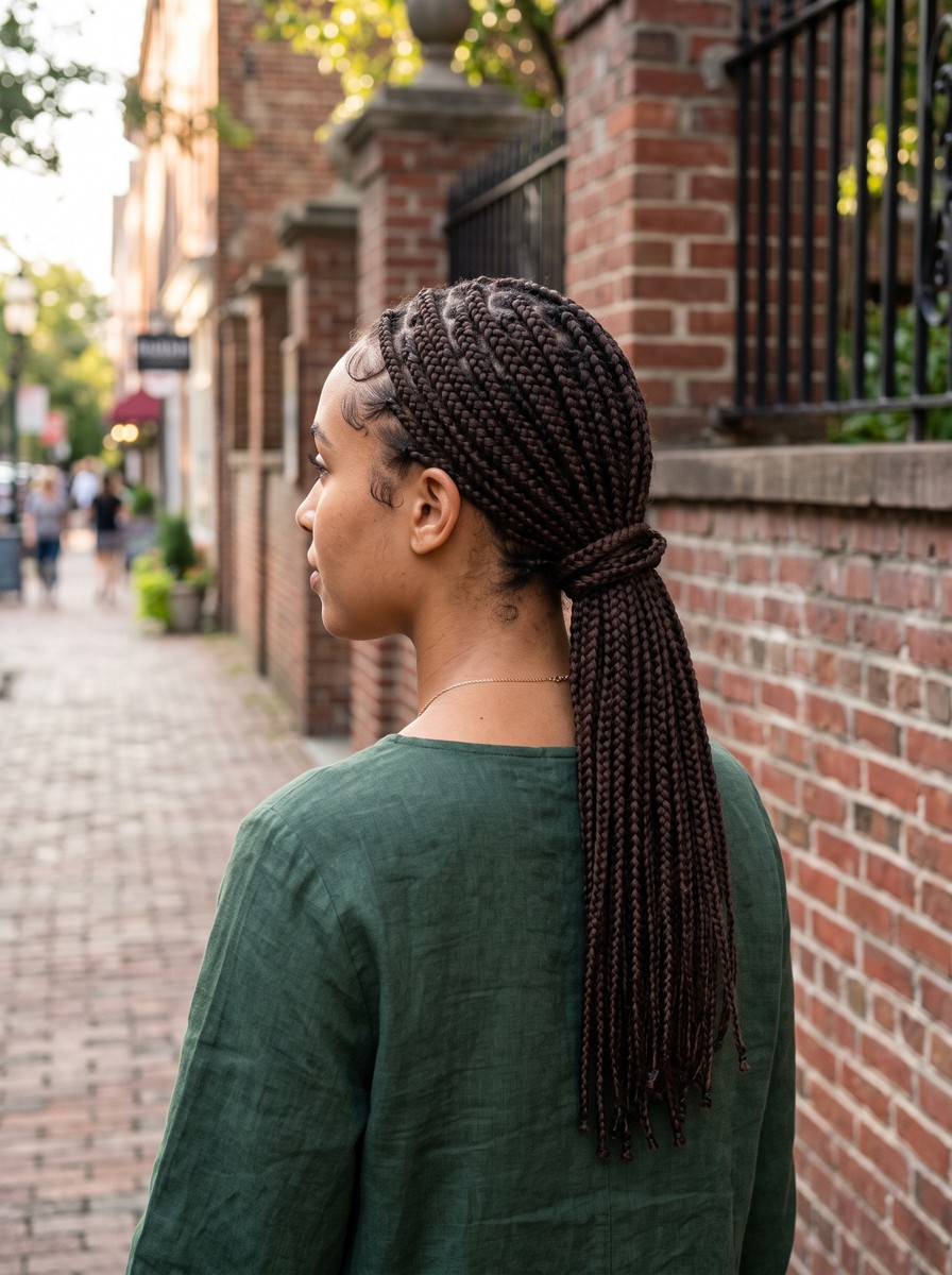 Knotless Braid Low Ponytail