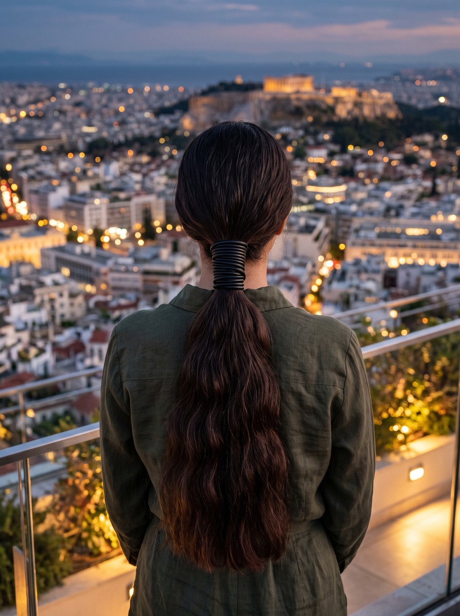 Cord-Wrapped Long Ponytail