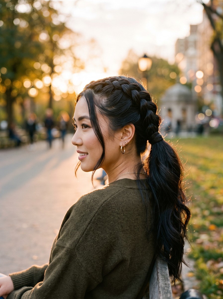 Dutch Braid Into Ponytail