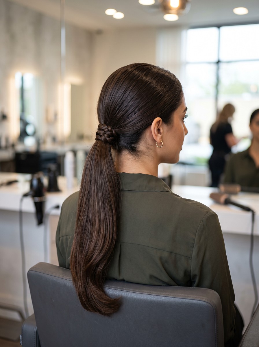 Braid-Wrapped Base Ponytail