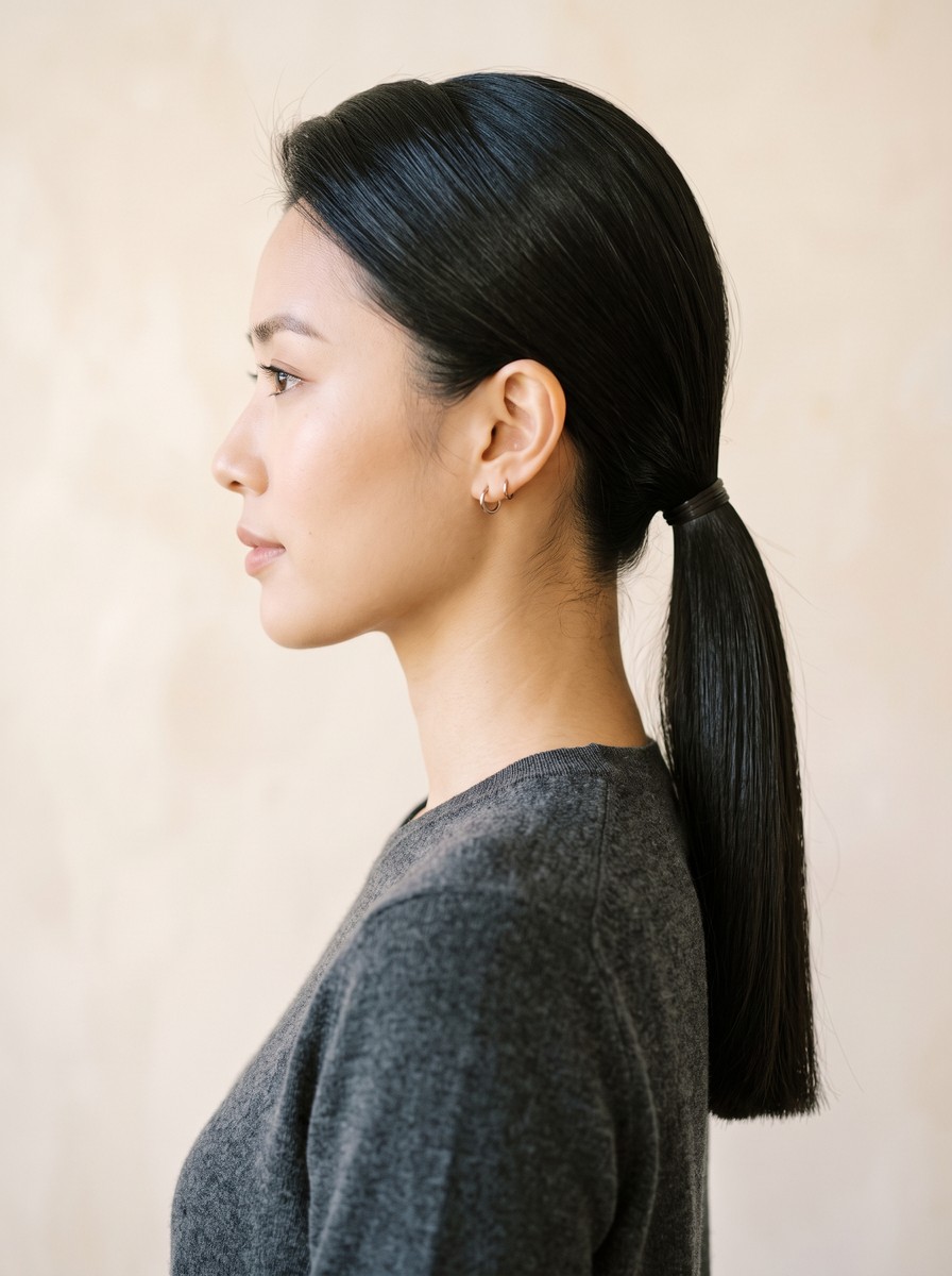 Blunt-Ended Low Ponytail