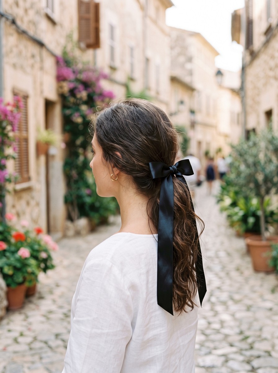 Ribbon-Bow Low Ponytail
