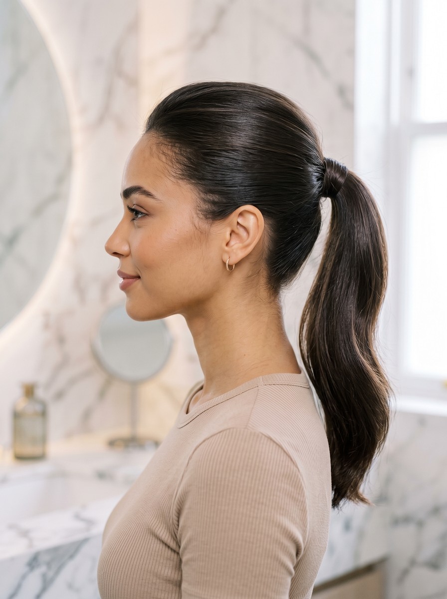 Soft-Brushed Glossy Ponytail