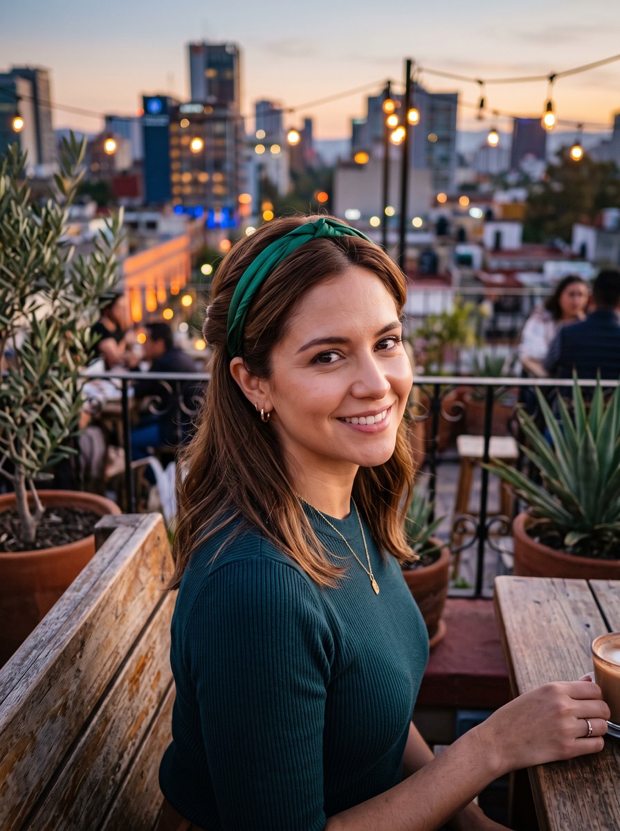 Rolled Scarf Headband With a Half-Up Twist