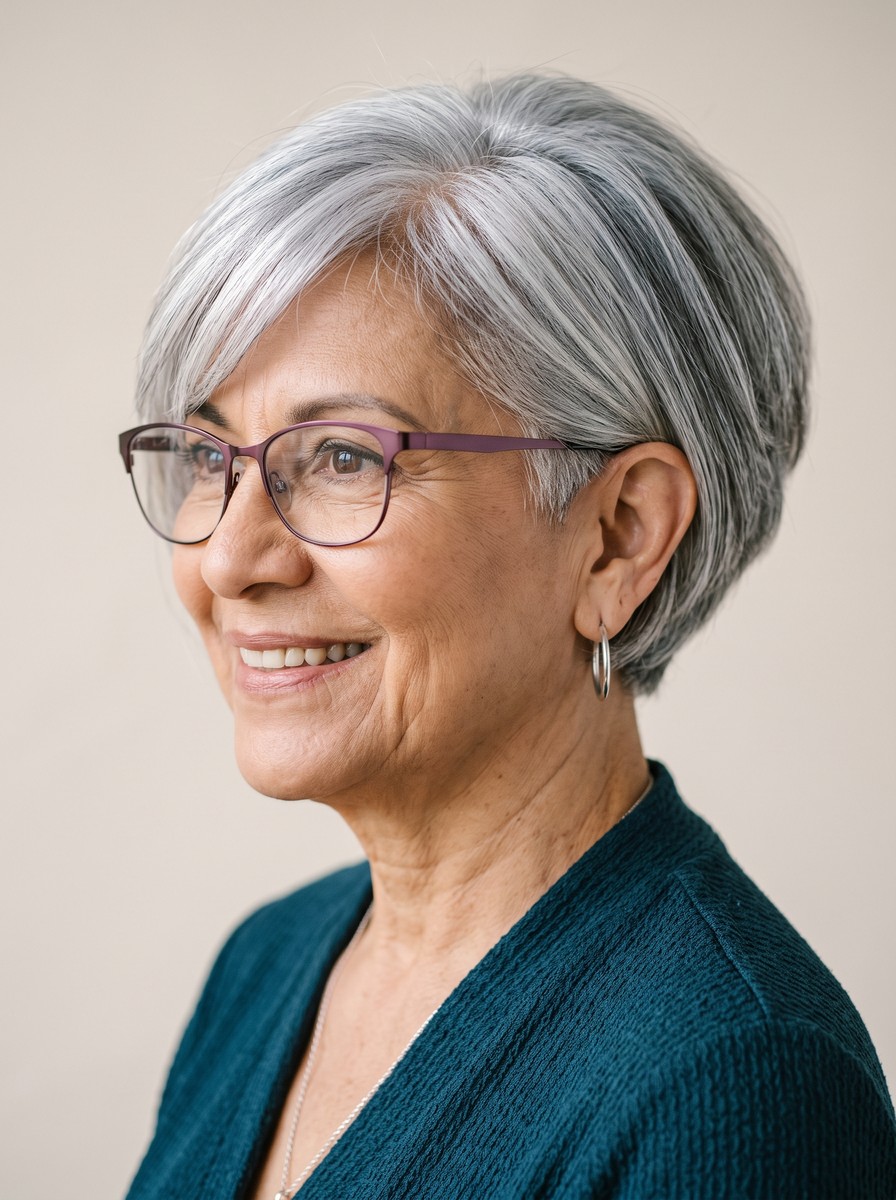 Short Stacked Bob With Arched Ear Line
