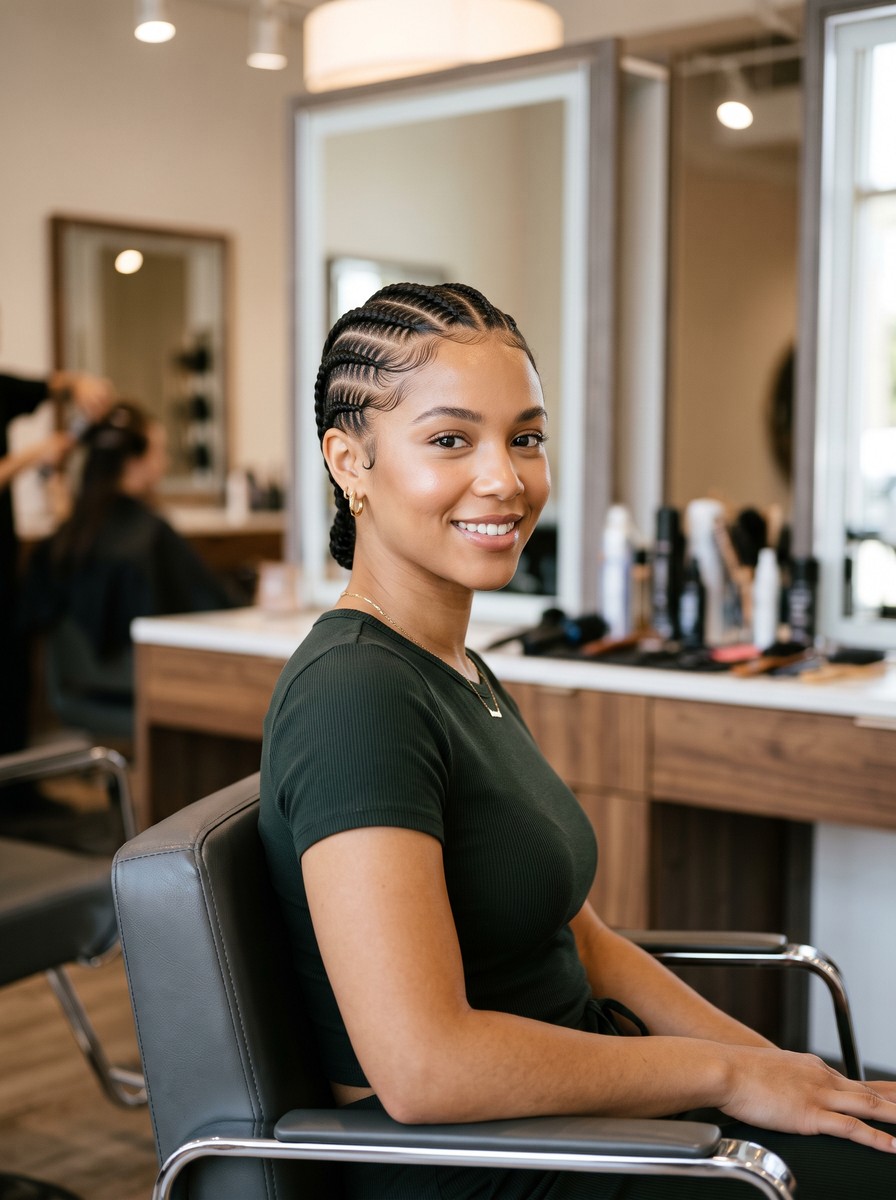 Straight-Back Cornrows
