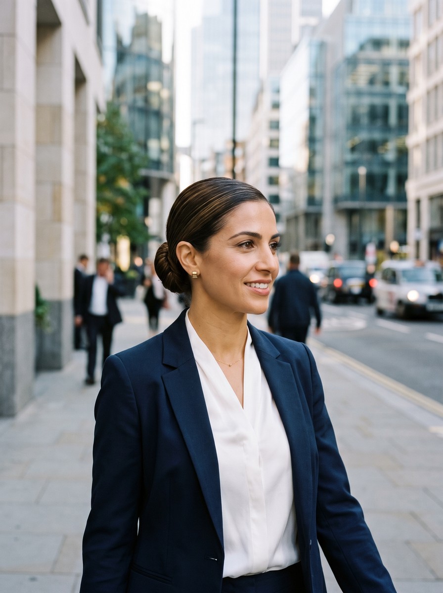 Sleek Low Bun for Straight-to-Meeting Arrivals