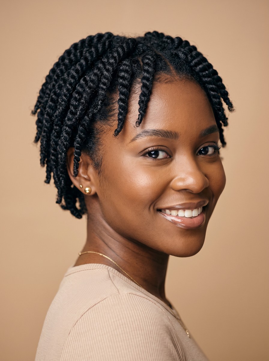 Chunky Two-Strand Twists on a Teeny Weeny Afro