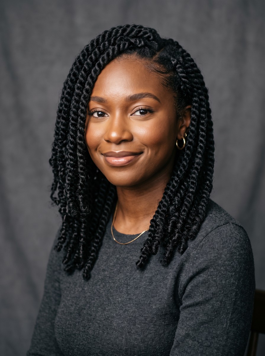 Shoulder-Grazing Classic Two-Strand Twists