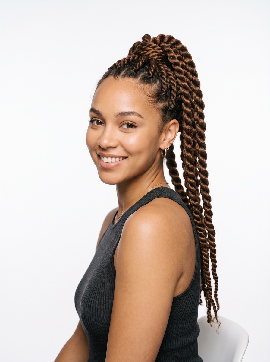 Multiple-Twist High Ponytail