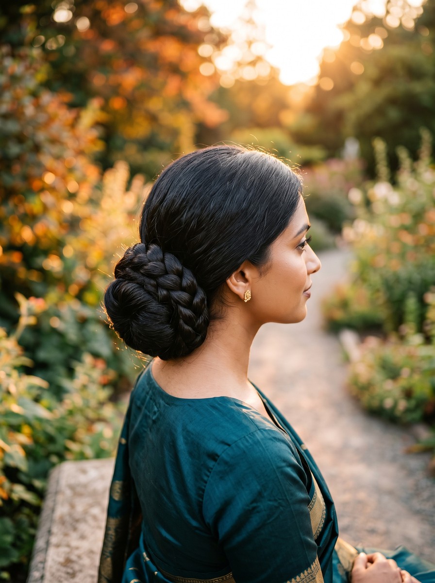 Braid-Wrapped Low Bun