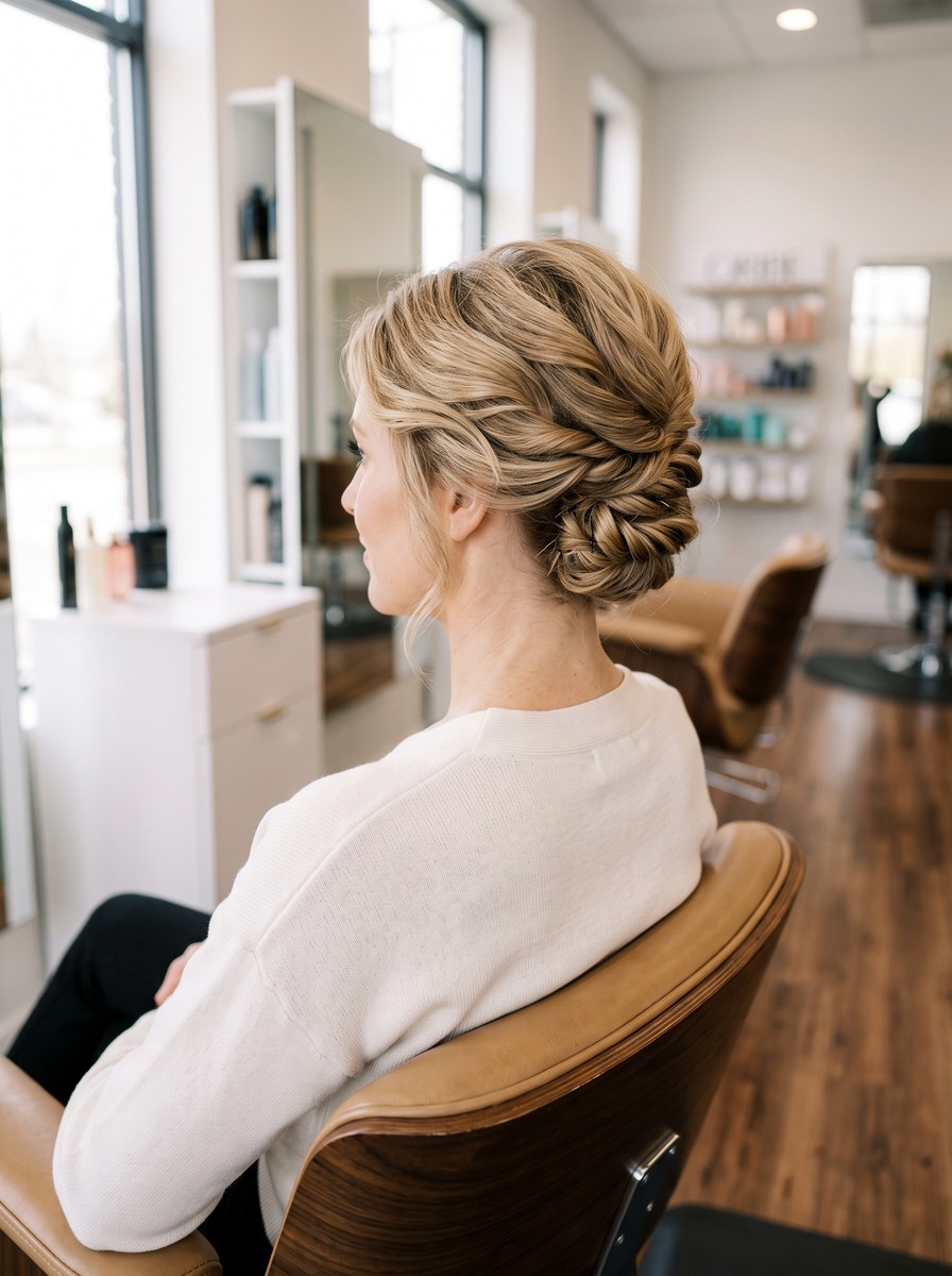 Pinned-Twist Faux Updo for a Bob