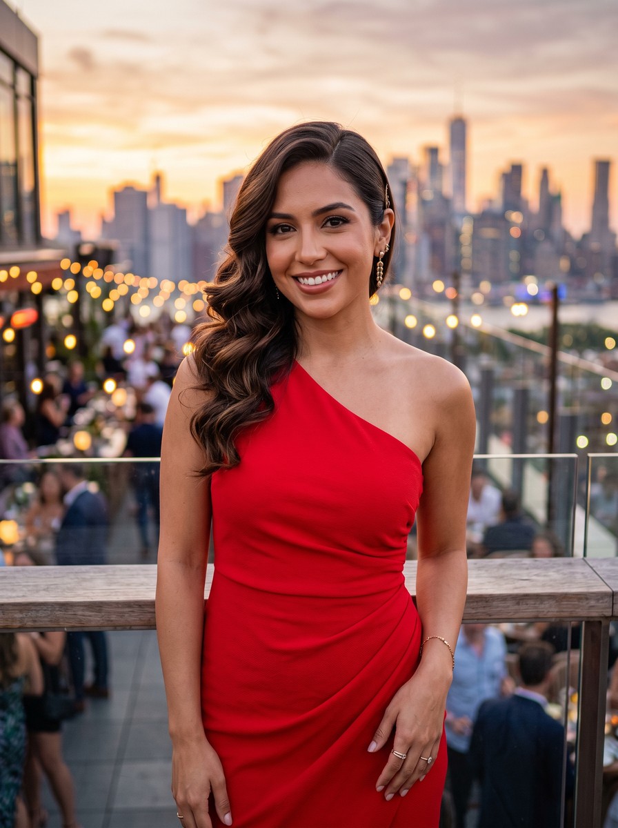 Side-Swept Waves for One-Shoulder Dresses