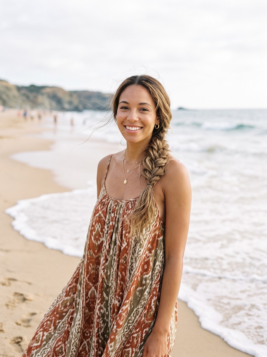 Braided Low Ponytail for the Beach