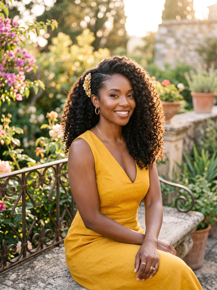 Defined Curls with a Pinned Side Sweep